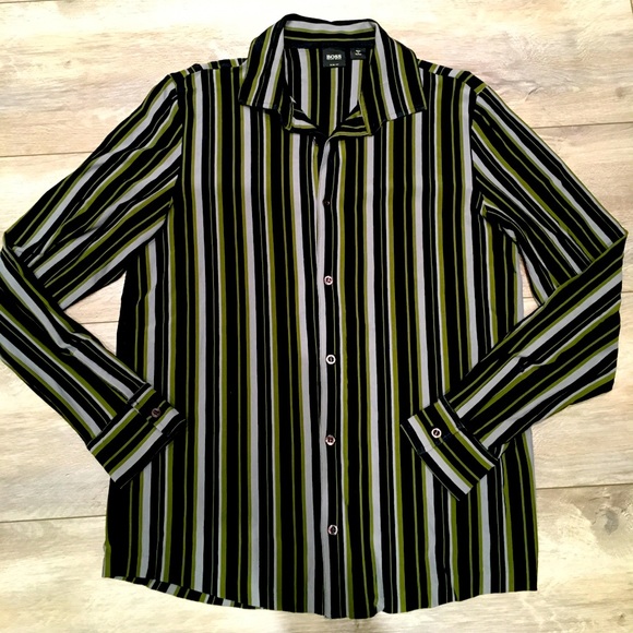 Boss by Hugo Boss Slim Fit Men’s Striped Shirt - Picture 1 of 5